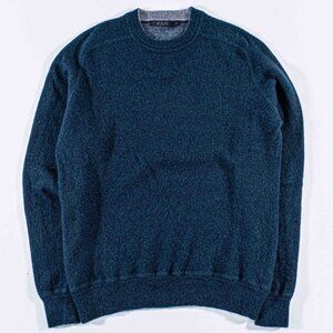 Raffi Cashmere Sweater Mens Medium Crewneck Solid Blue Long Sleeve Knit Pullover